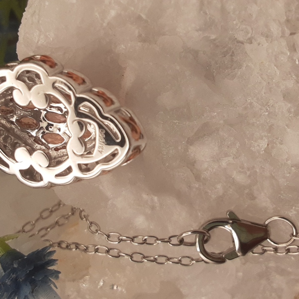 RARE, 925 Limited Edition,  Padparadscha Sapphire & White Zircon. 43/950.  FIRM. - Picture 5 of 5